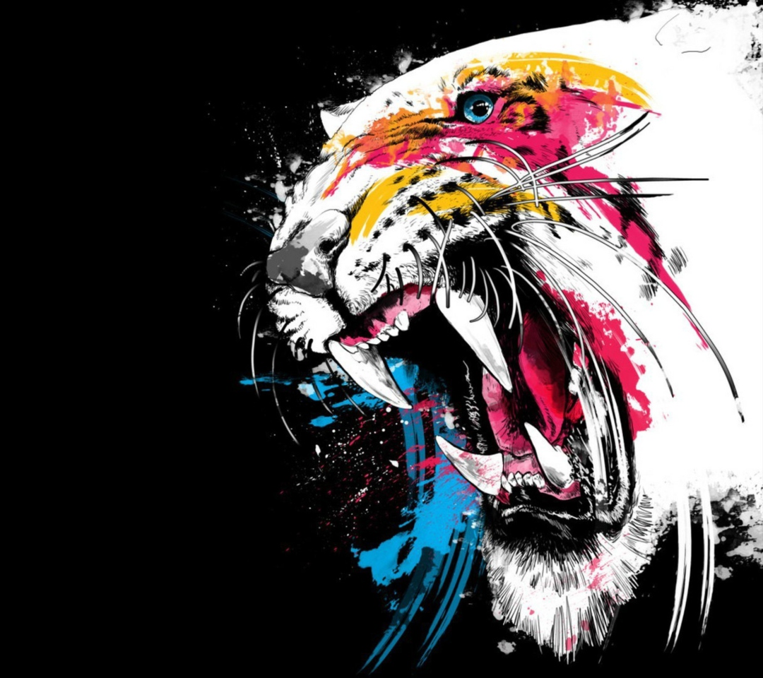 Fondo de pantalla Tiger Colorfull Paints 1080x960