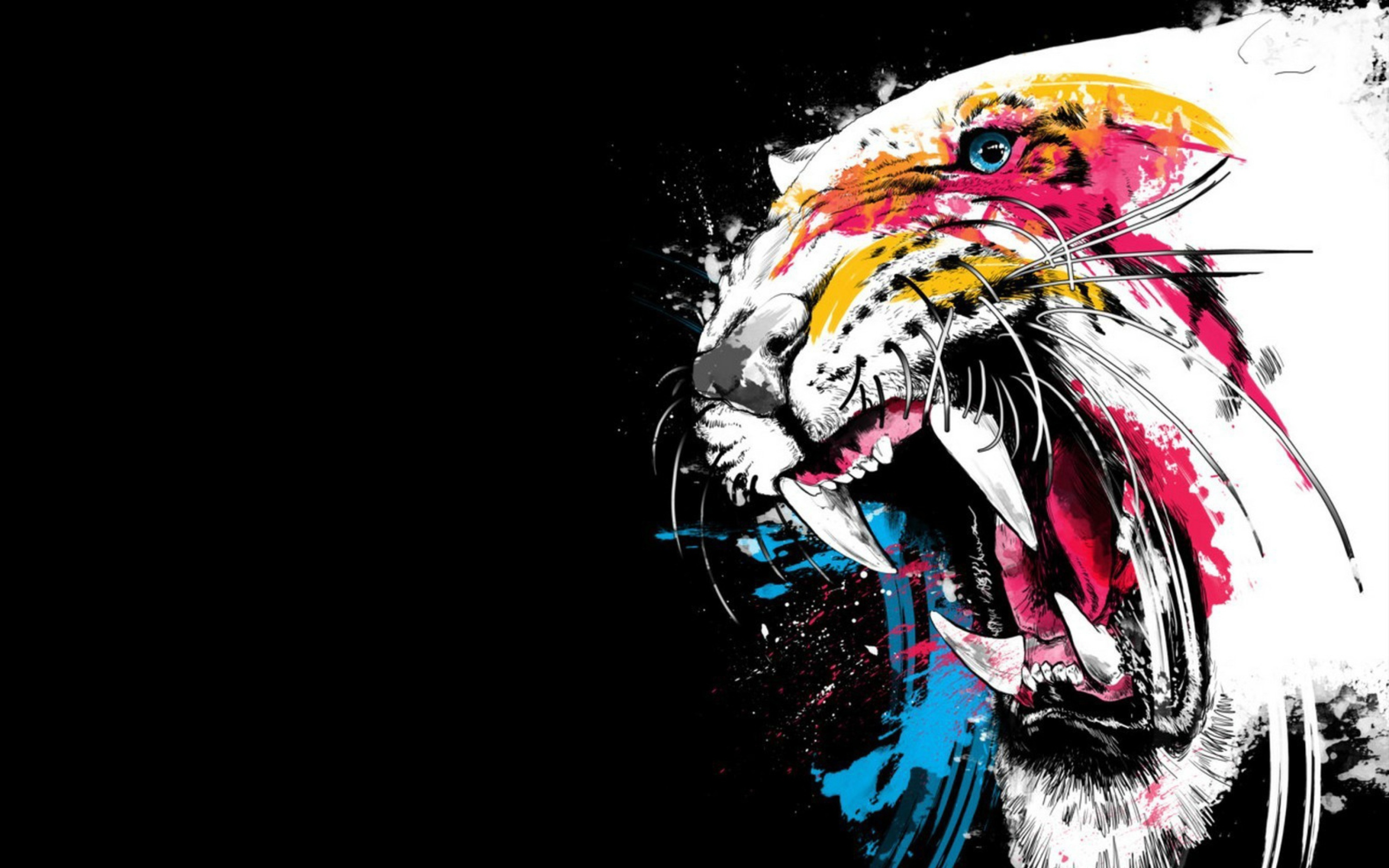 Обои Tiger Colorfull Paints 2560x1600