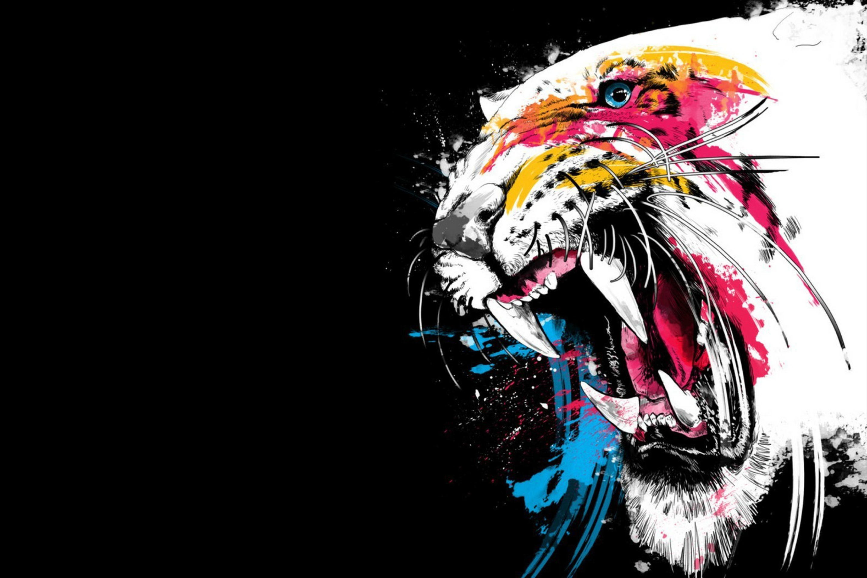 Обои Tiger Colorfull Paints 2880x1920