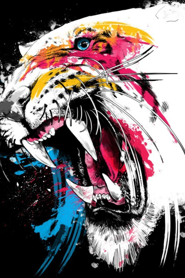 Screenshot №1 pro téma Tiger Colorfull Paints 640x960