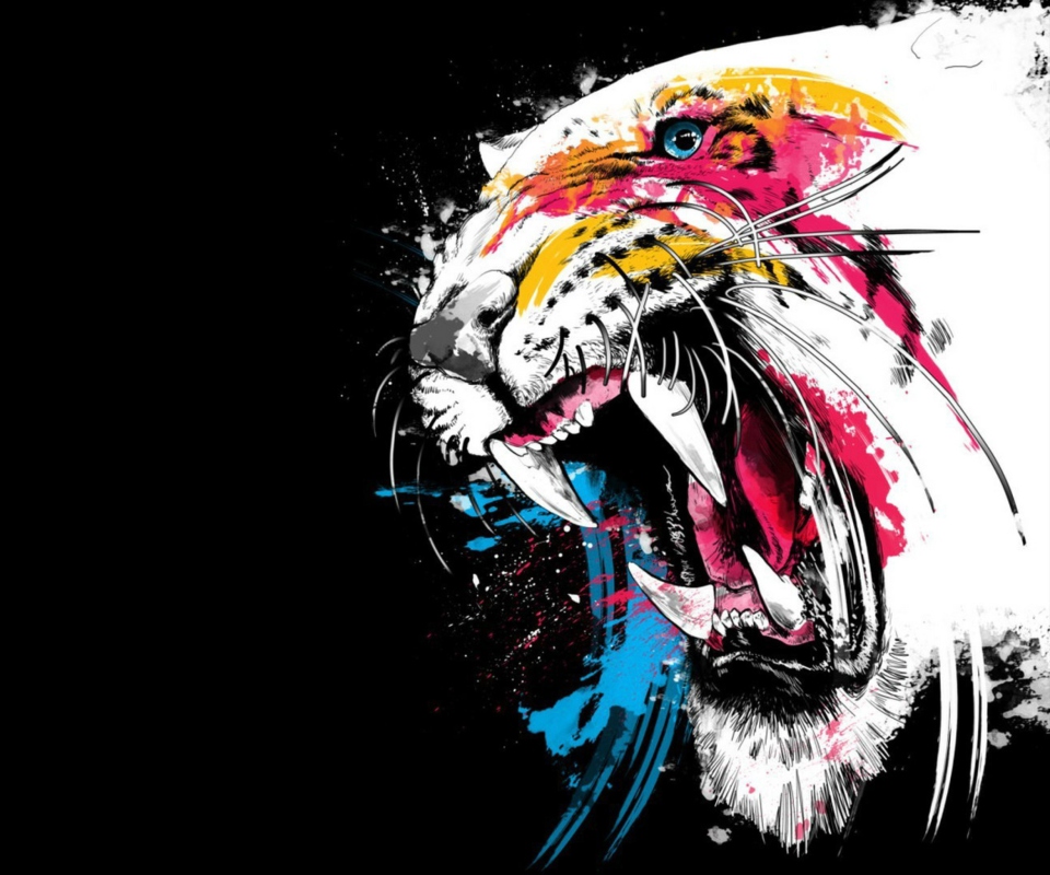 Das Tiger Colorfull Paints Wallpaper 960x800