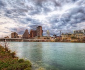 Das USA Sky Rivers Bridges Austin TX Texas Clouds HDR Wallpaper 176x144