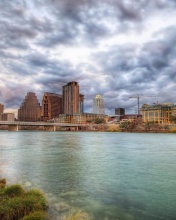 USA Sky Rivers Bridges Austin TX Texas Clouds HDR wallpaper 176x220