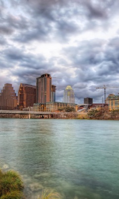 USA Sky Rivers Bridges Austin TX Texas Clouds HDR wallpaper 240x400