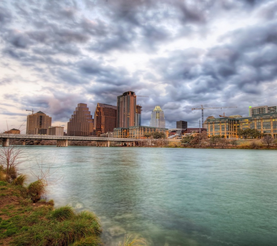 Das USA Sky Rivers Bridges Austin TX Texas Clouds HDR Wallpaper 960x854