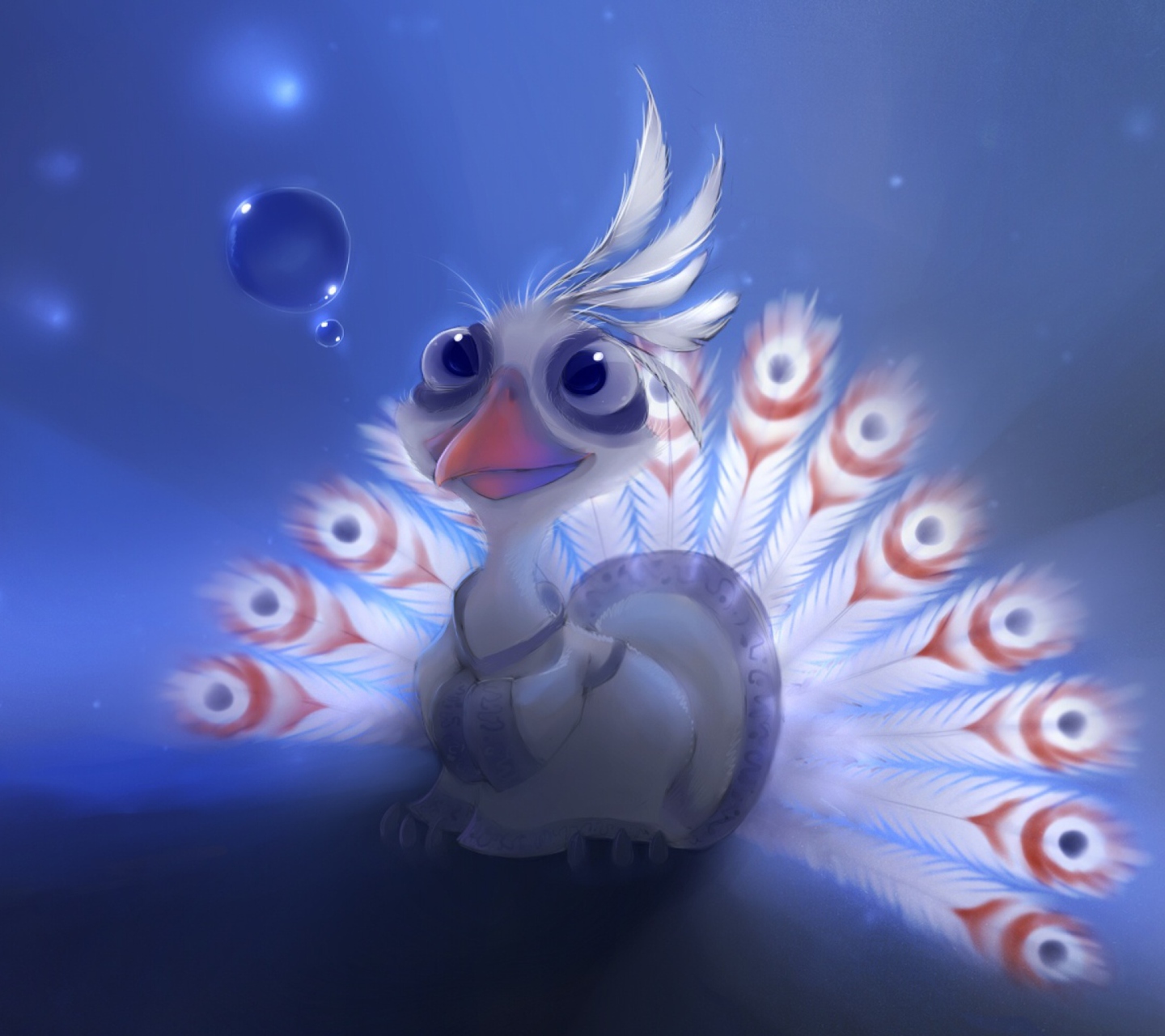 Screenshot №1 pro téma White Peacock Painting 1440x1280