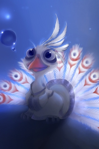 White Peacock Painting wallpaper 320x480