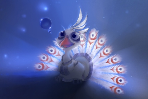 White Peacock Painting wallpaper 480x320