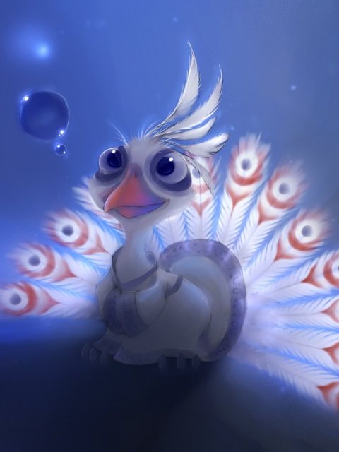 White Peacock Painting wallpaper 480x640