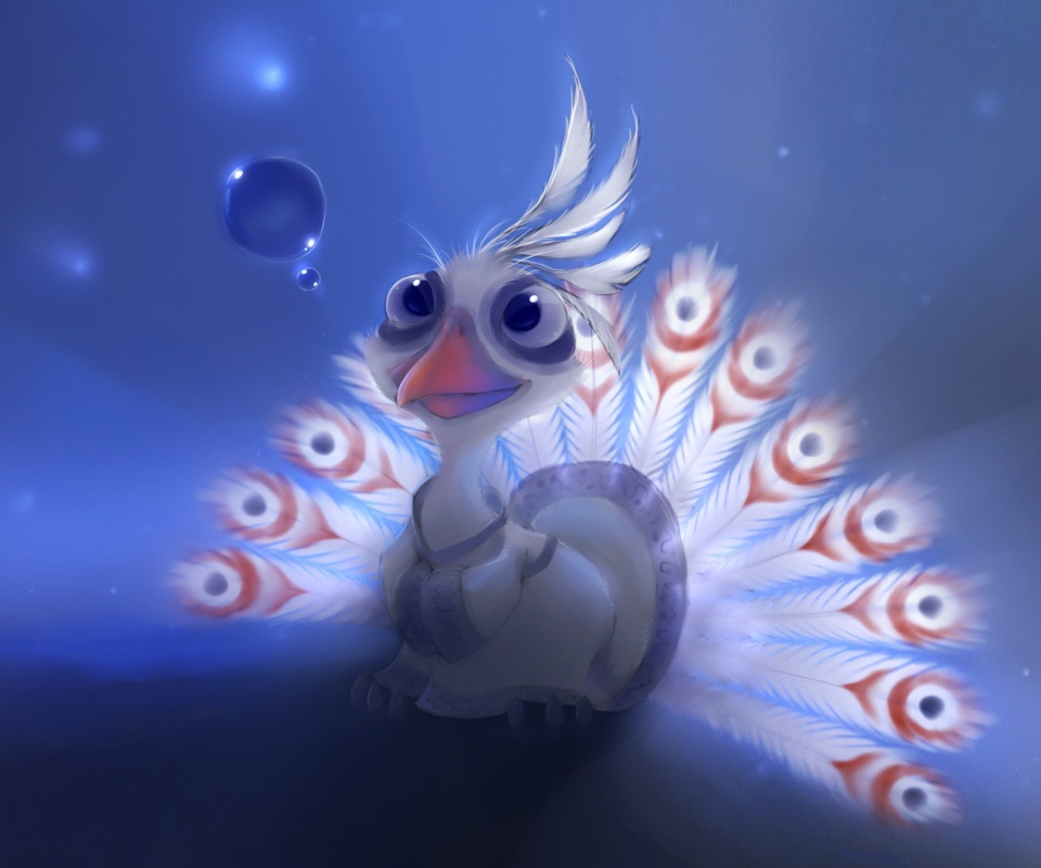 White Peacock Painting wallpaper 960x800