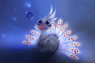 Free White Peacock Painting Picture for Android, iPhone and iPad