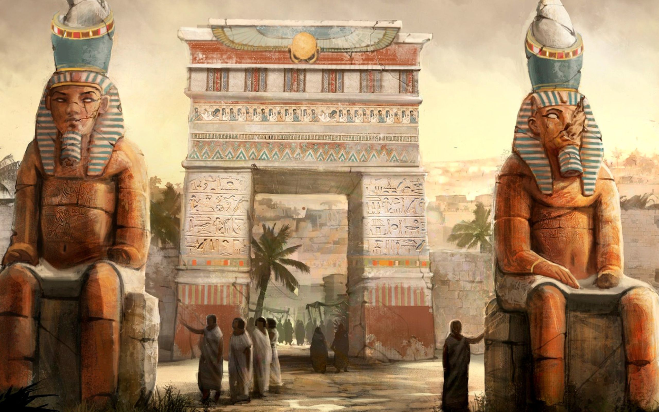 Das Ancient Egypt Statues Wallpaper 2560x1600