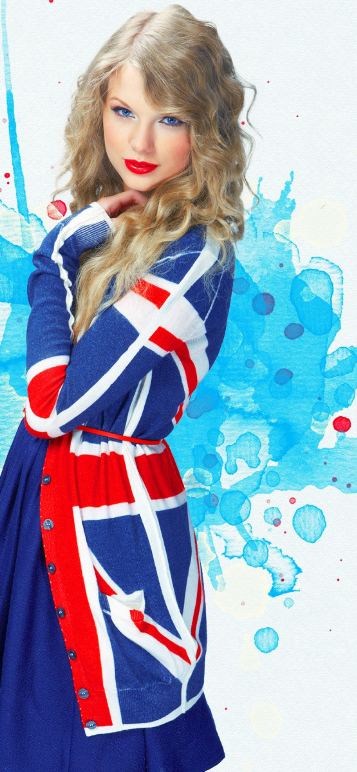 Обои Taylor Swift British Flag Colors 1170x2532