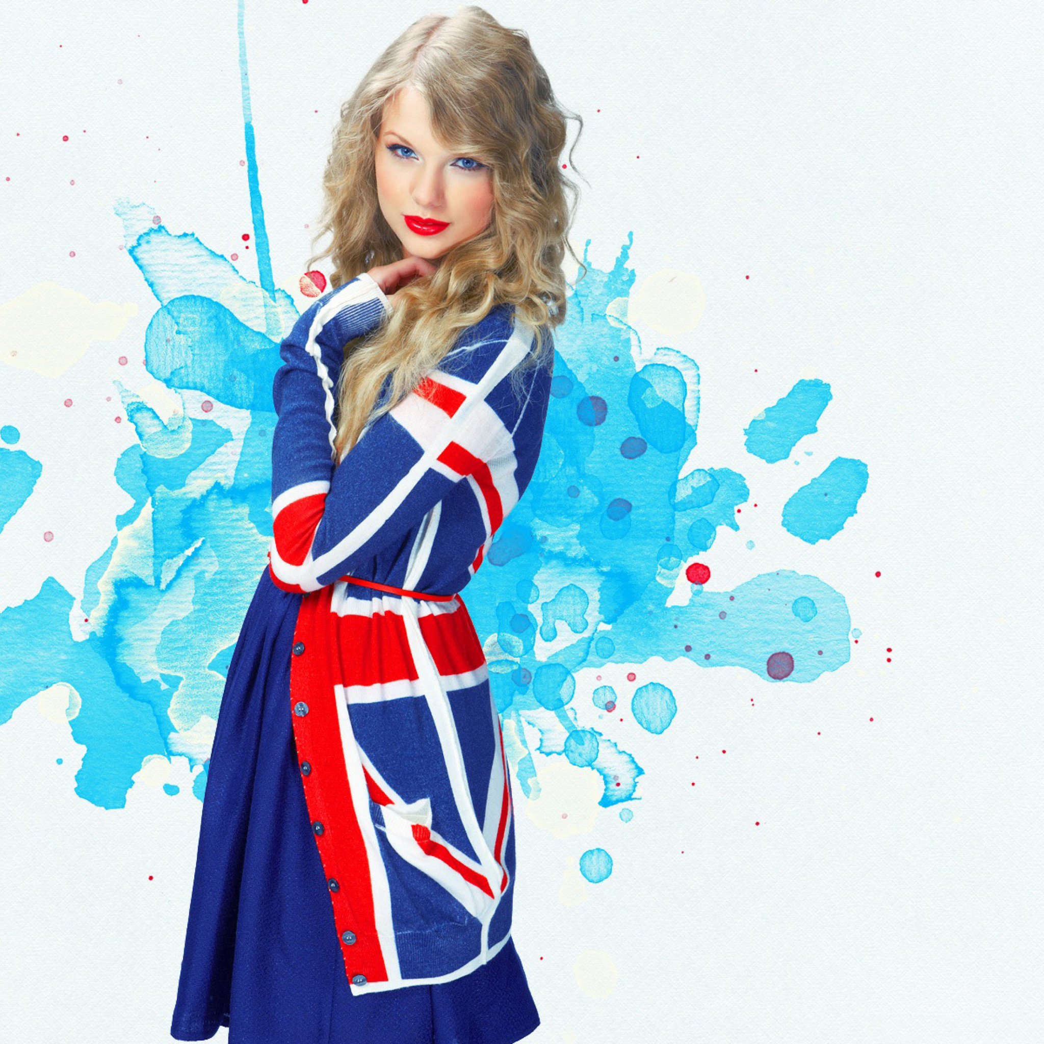Taylor Swift British Flag Colors wallpaper 2048x2048
