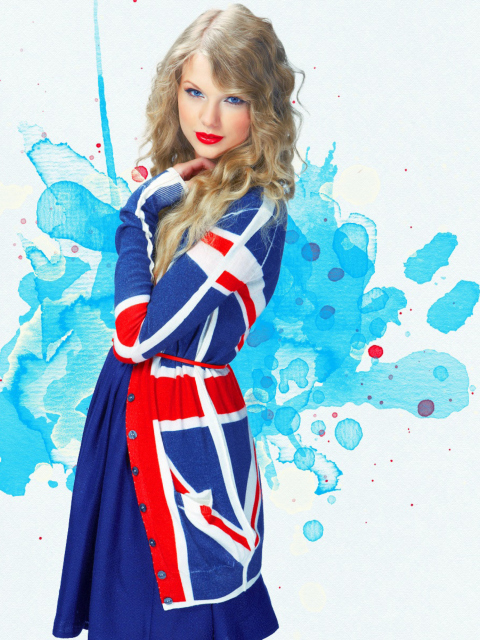 Taylor Swift British Flag Colors wallpaper 480x640