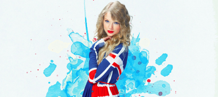 Das Taylor Swift British Flag Colors Wallpaper 720x320