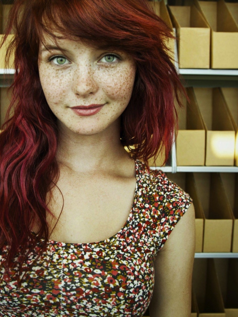 Beautiful Freckled Redhead wallpaper 480x640