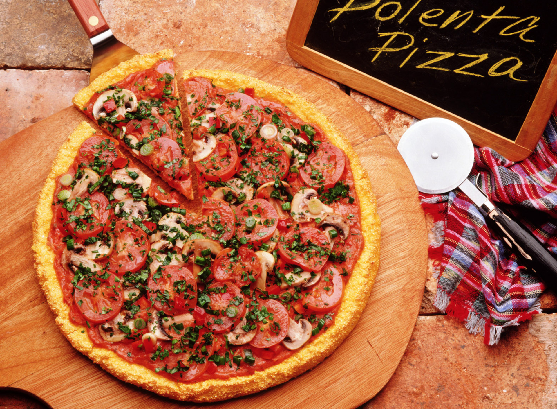 Pizza With Tomatoes And Mushrooms wallpaper 1920x1408