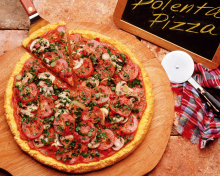 Pizza With Tomatoes And Mushrooms wallpaper 220x176