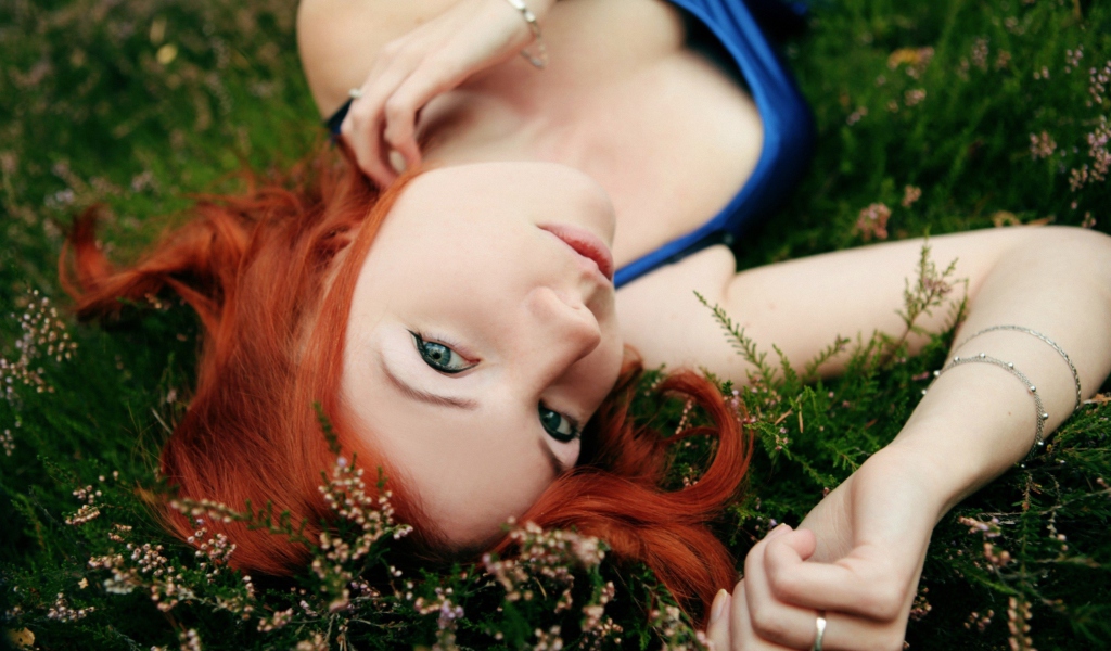 Redhead Girl Laying In Grass screenshot #1 1024x600