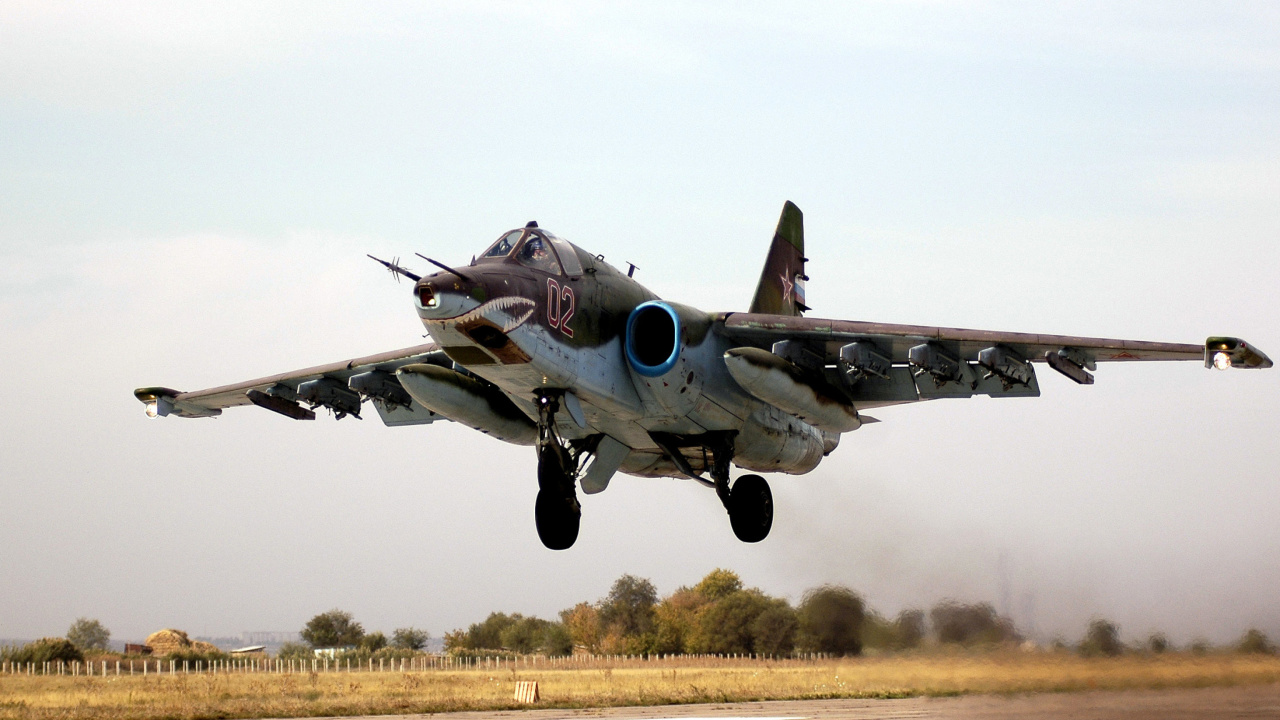 Обои Sukhoi Su 25 Frogfoot Ground Attack Aircraft 1280x720