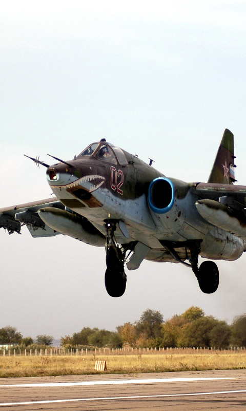 Fondo de pantalla Sukhoi Su 25 Frogfoot Ground Attack Aircraft 480x800