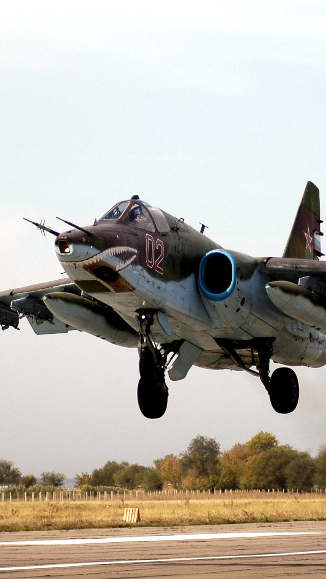 Обои Sukhoi Su 25 Frogfoot Ground Attack Aircraft 640x1136