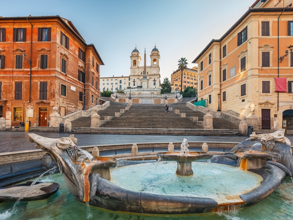 Screenshot №1 pro téma Spanish Steps in Rome and Fontana della Barcaccia 1024x768