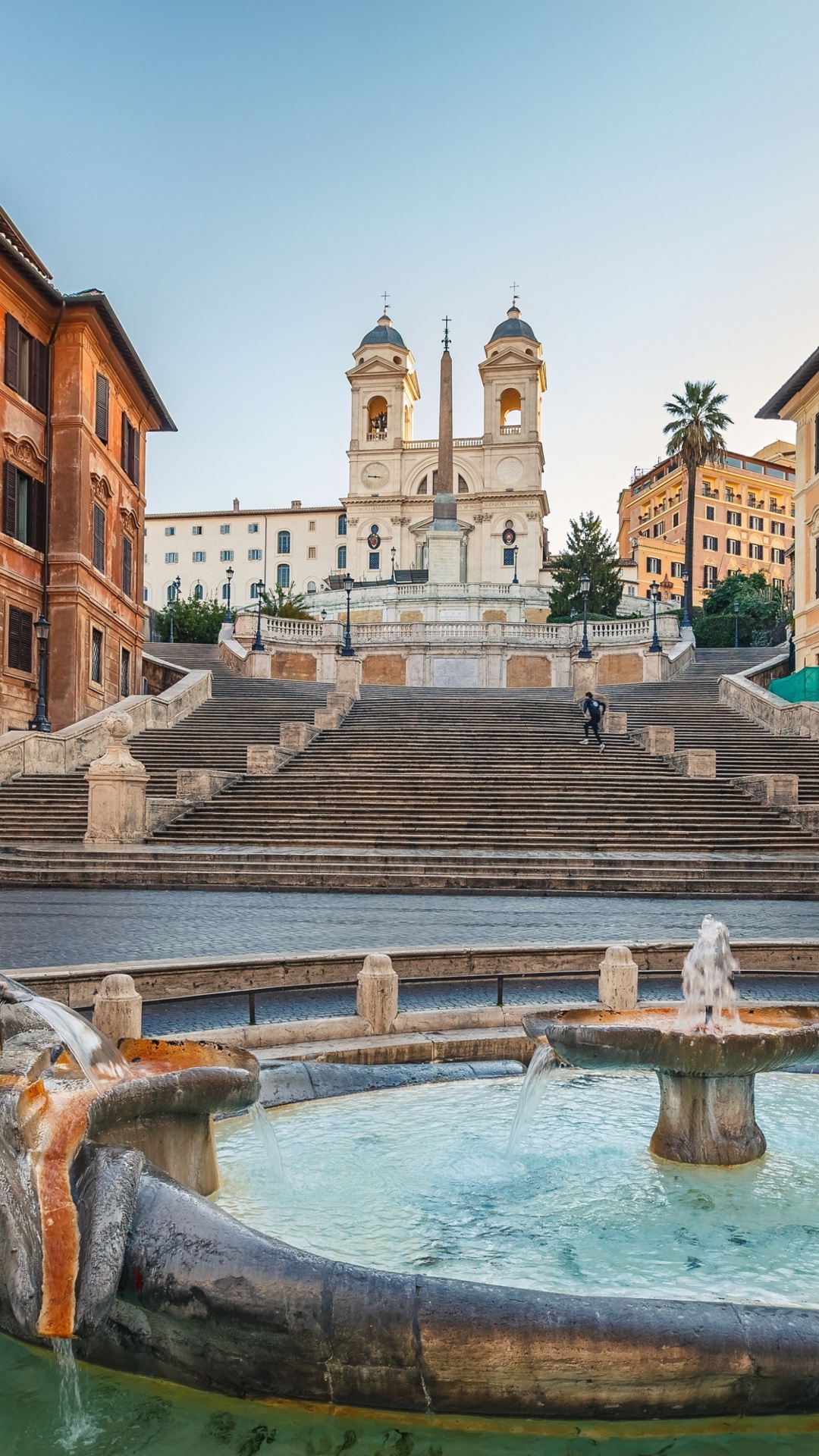 Fondo de pantalla Spanish Steps in Rome and Fontana della Barcaccia 1080x1920
