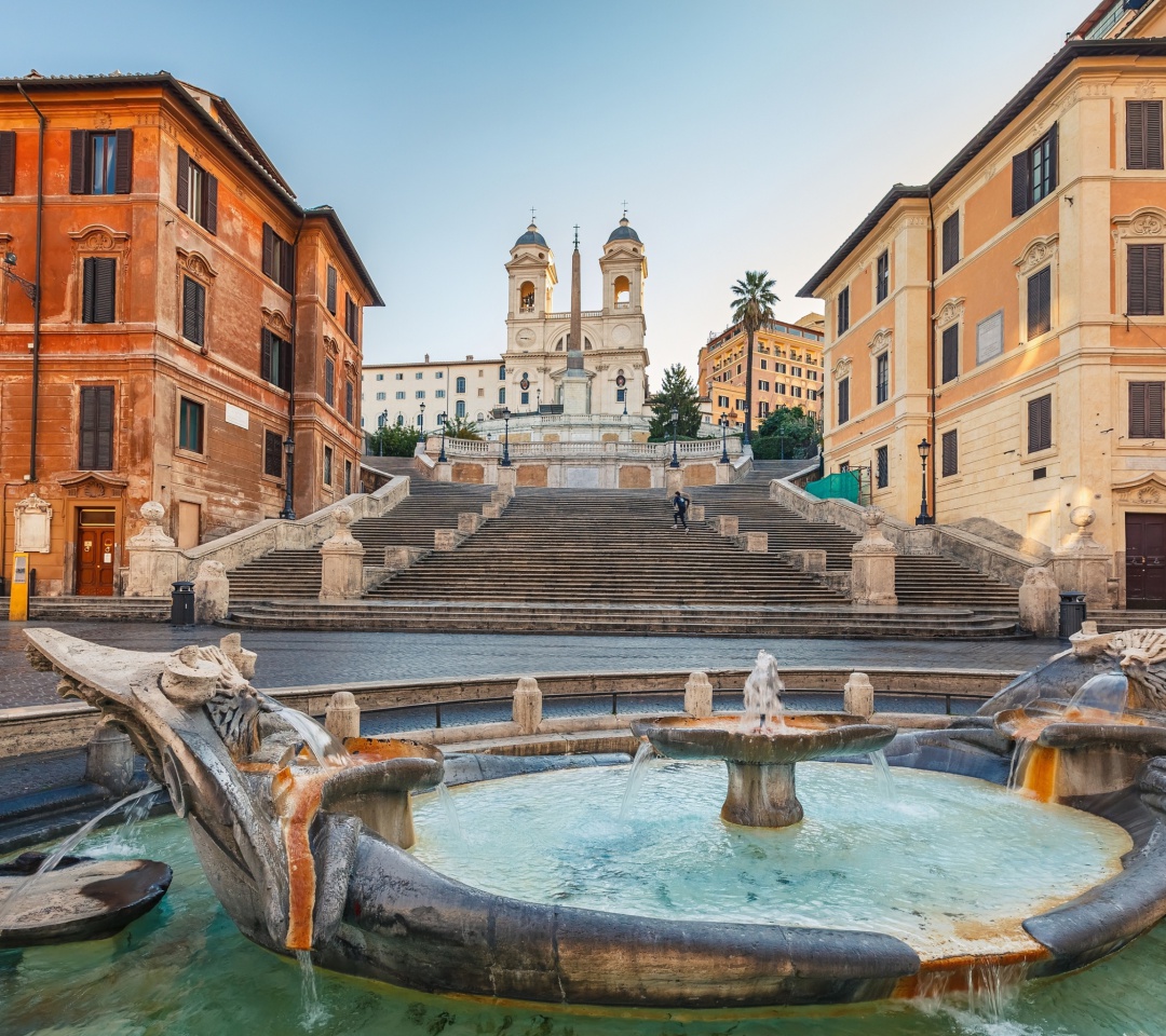 Spanish Steps in Rome and Fontana della Barcaccia wallpaper 1080x960