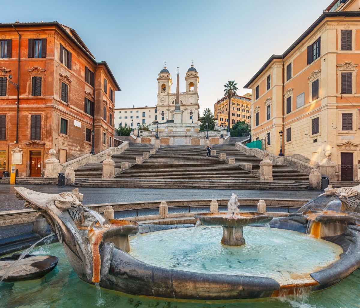 Das Spanish Steps in Rome and Fontana della Barcaccia Wallpaper 1200x1024