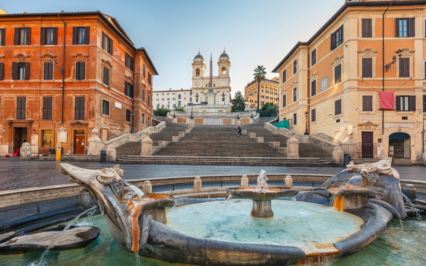 Обои Spanish Steps in Rome and Fontana della Barcaccia 1440x900