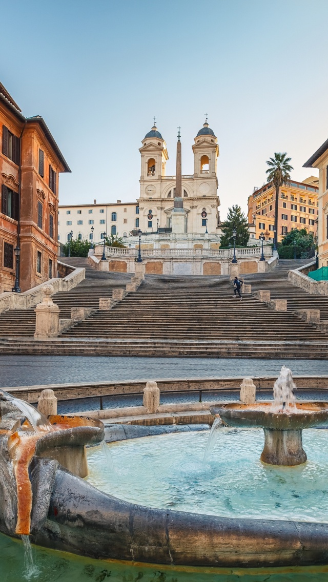 Spanish Steps in Rome and Fontana della Barcaccia wallpaper 640x1136