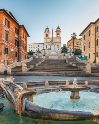 Spanish Steps in Rome and Fontana della Barcaccia Background for 240x320