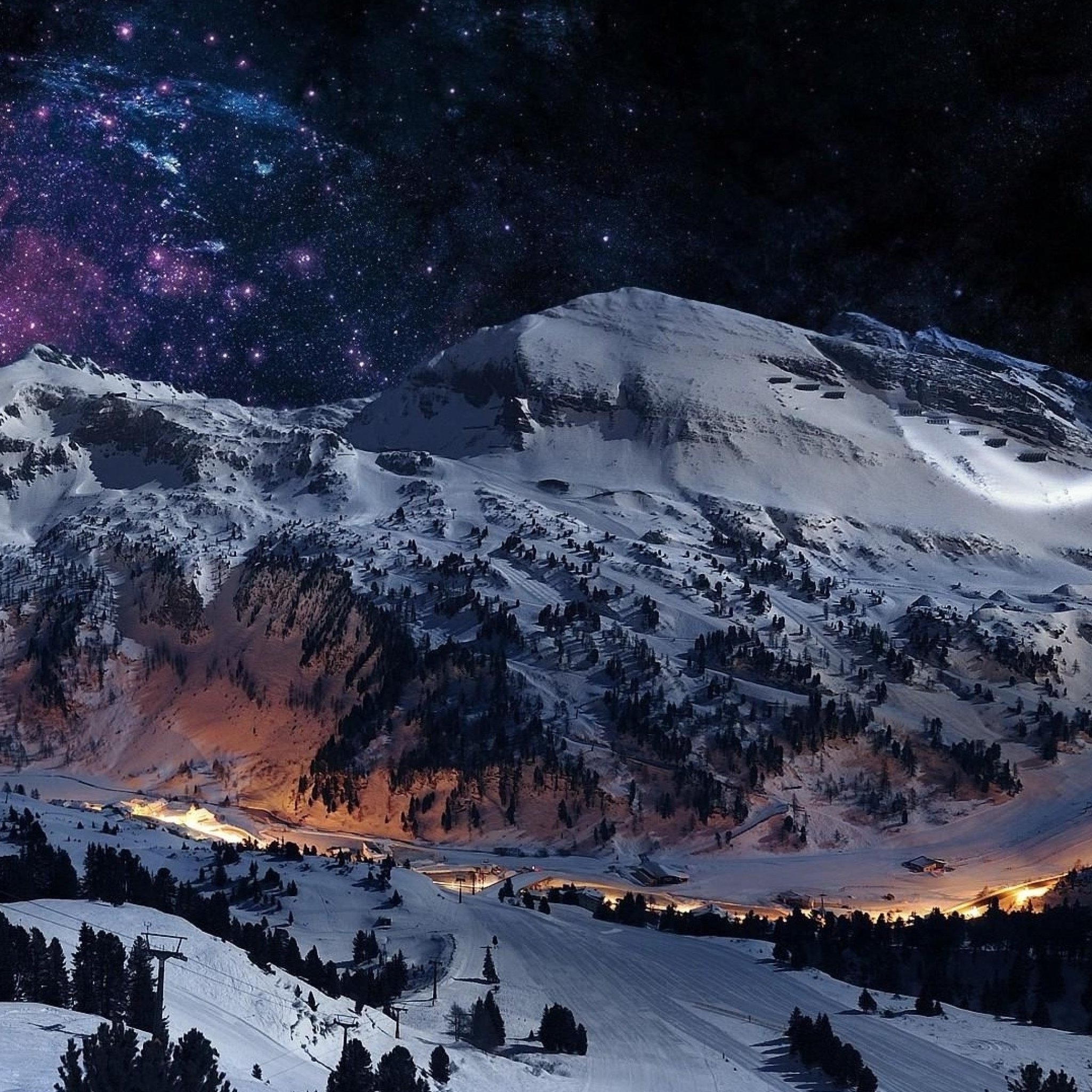 Das Night Mountain Wallpaper 2048x2048