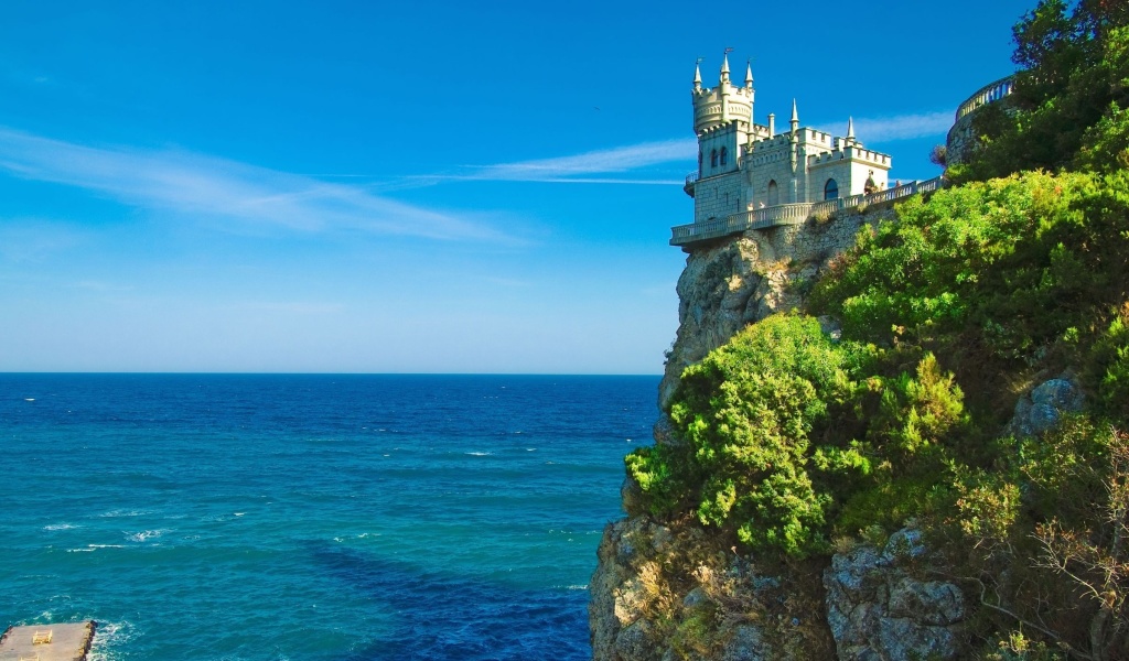 Обои Swallows Nest Castle near Yalta Crimea 1024x600