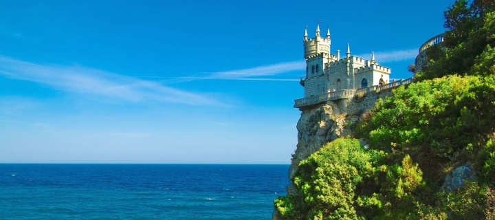 Das Swallows Nest Castle near Yalta Crimea Wallpaper 720x320