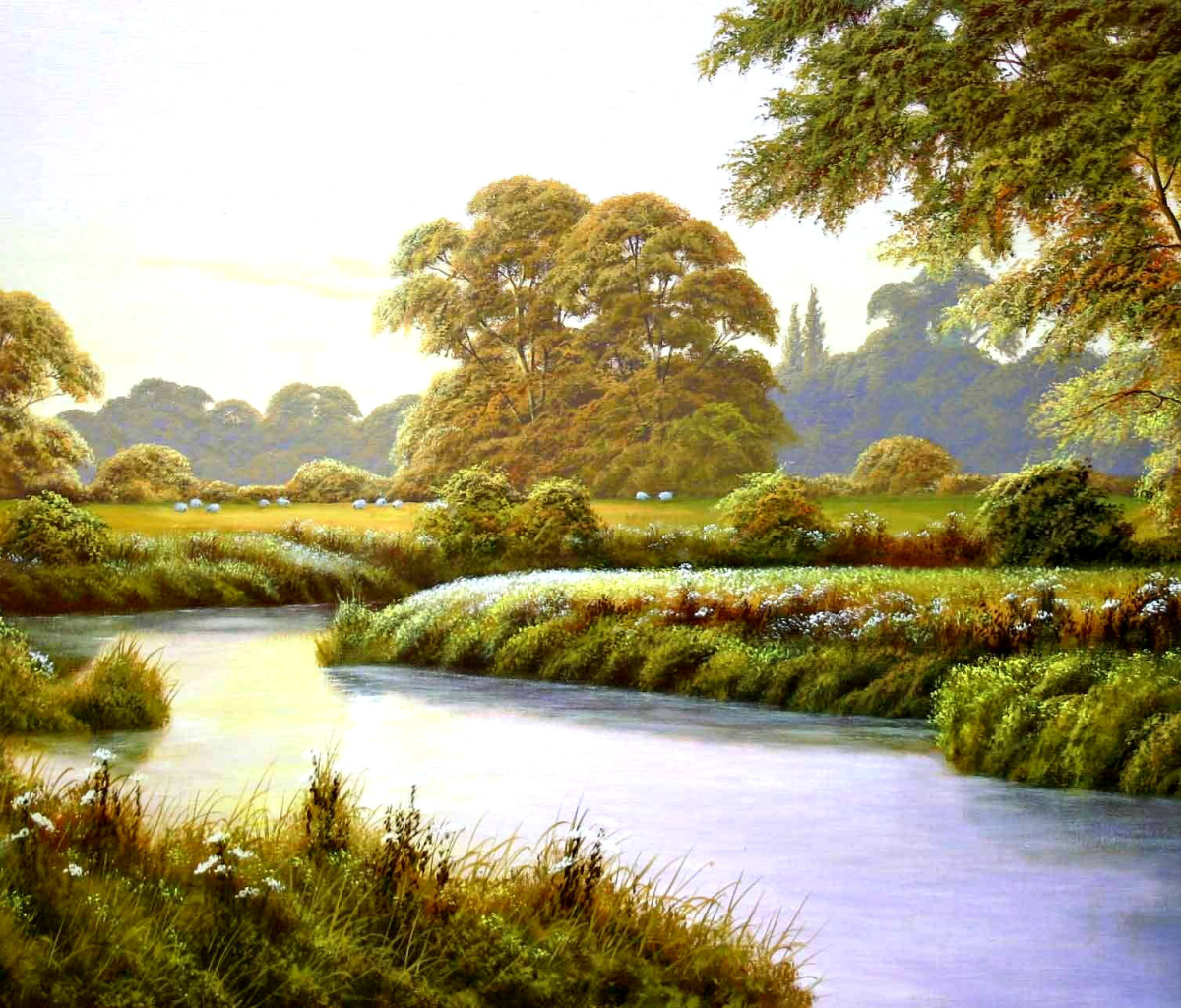 Sfondi Terry Grundy Autumn Coming Landscape Painting 1200x1024