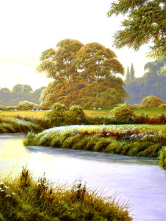 Terry Grundy Autumn Coming Landscape Painting wallpaper 240x320