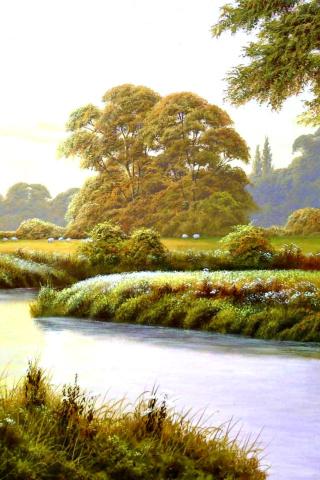 Terry Grundy Autumn Coming Landscape Painting wallpaper 320x480
