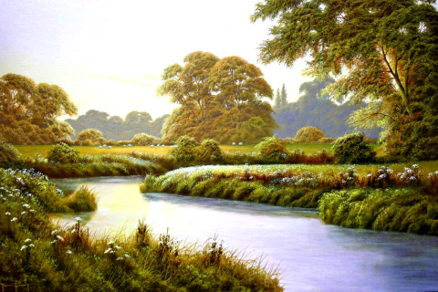 Fondo de pantalla Terry Grundy Autumn Coming Landscape Painting 480x320