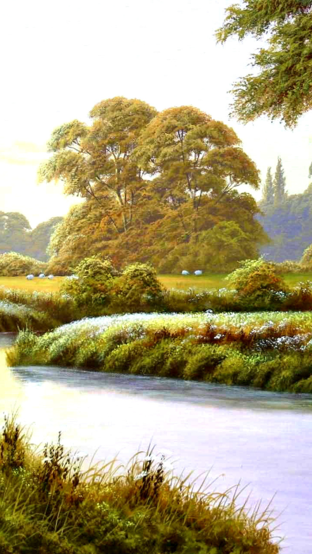Terry Grundy Autumn Coming Landscape Painting wallpaper 640x1136