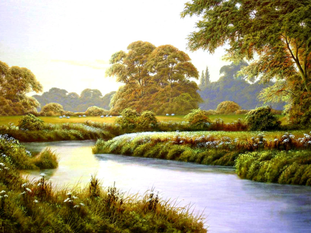 Das Terry Grundy Autumn Coming Landscape Painting Wallpaper 640x480