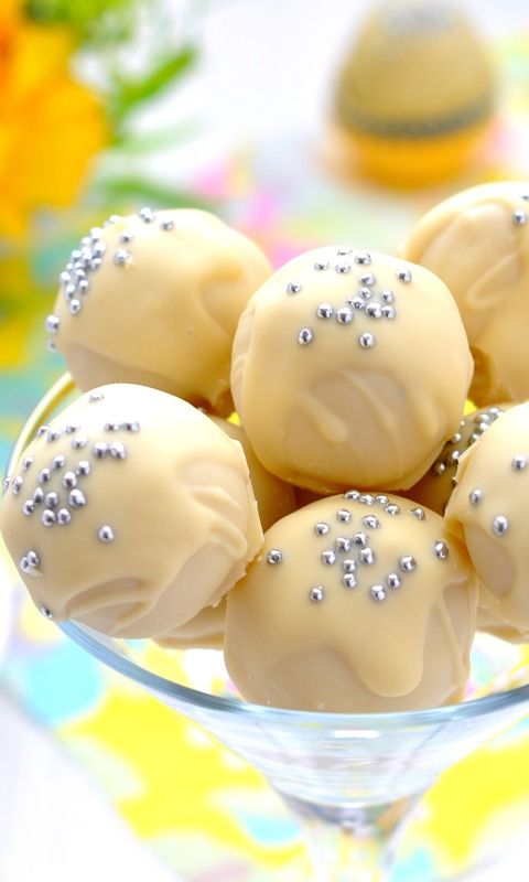 White Chocolate Candies wallpaper 480x800