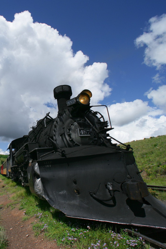 Das Train In Field Wallpaper 640x960