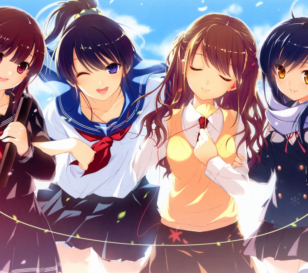 Fondo de pantalla Anime Schoolgirls 1080x960