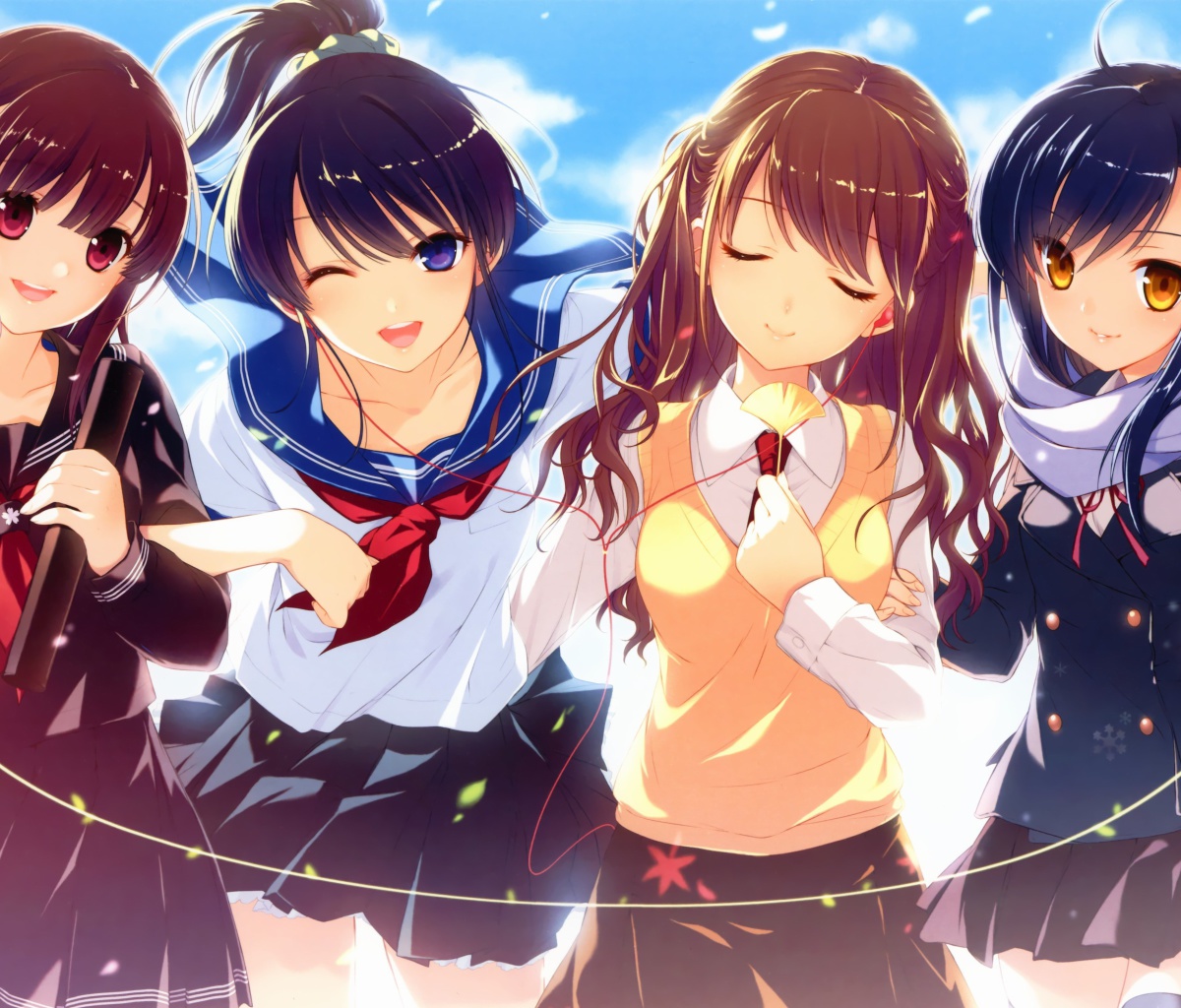 Anime Schoolgirls wallpaper 1200x1024
