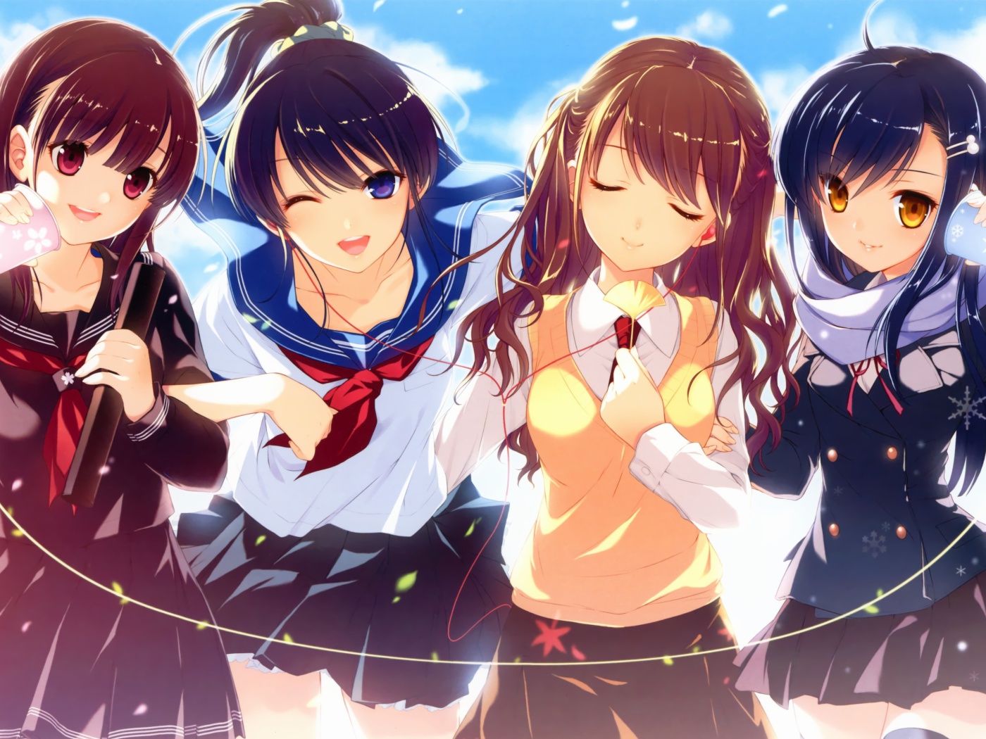 Das Anime Schoolgirls Wallpaper 1400x1050