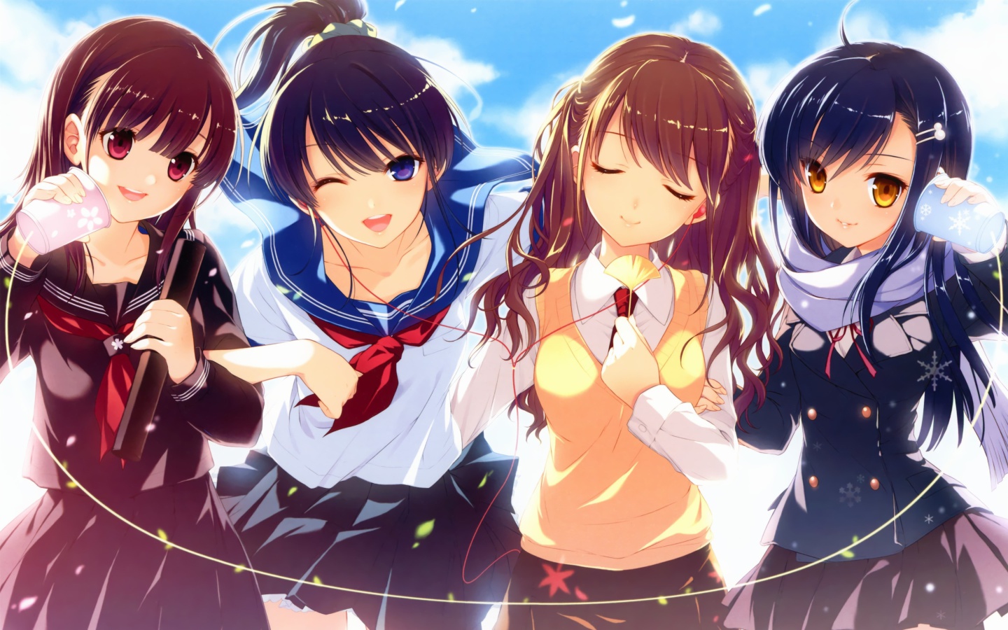 Anime Schoolgirls wallpaper 1440x900