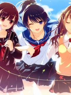 Das Anime Schoolgirls Wallpaper 240x320
